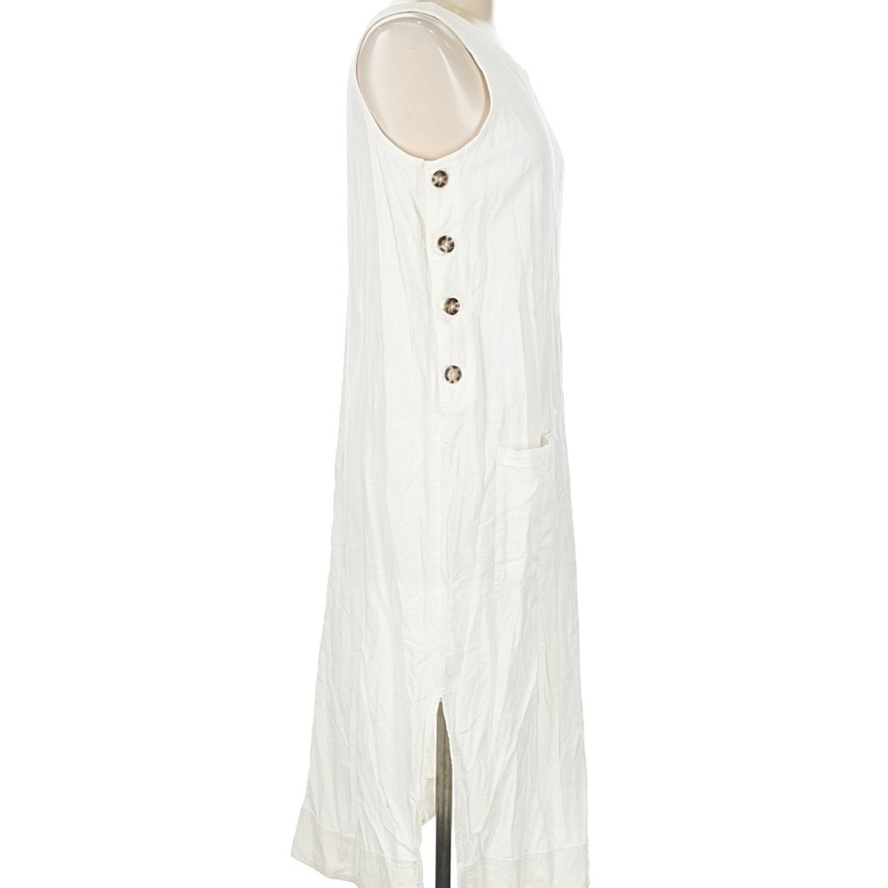 Peck & Peck White Sleeveless Midi Dress with Button Accents - Picture 3 of 9